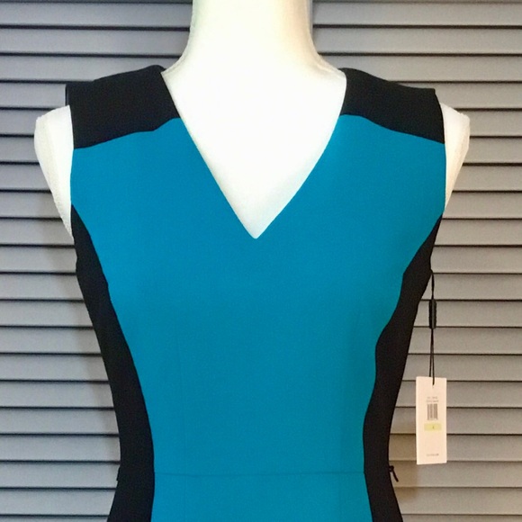 Calvin Klein Sleeveless Black and Teal Dress - Picture 14 of 14